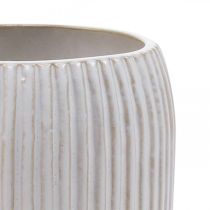 Keramikvas med spår Vit keramikvas Ø13cm H20cm