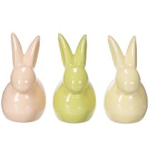 Artikel Keramisk kanin, dekorativ figurin för elegant påsk, 11×6,5×12,5 cm, 3 stycken