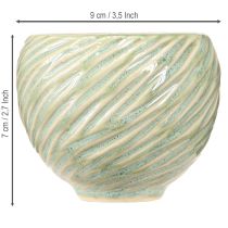 Artikel Keramiska skålar i grön spiraldesign Ø9cm H7cm 4st