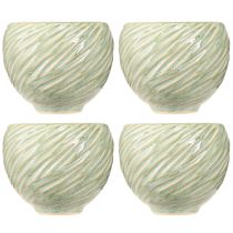 Artikel Keramiska skålar i grön spiraldesign Ø9cm H7cm 4st