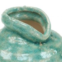 Keramisk vas antikblå H9cm
