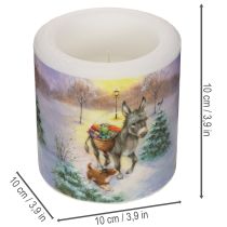 Artikel Blockljus vinterlandskap med åsna- och hundmotiv 10 cm