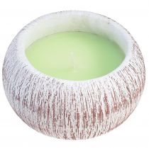 Citronella Ljus Grön Skål Keramik Vit Brun H8cm