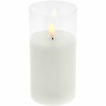 Artikel LED ljus i glas äkta vax vit Ø7,5cm H10cm
