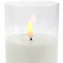 LED ljus i glas äkta vax vit Ø7,5cm H10cm