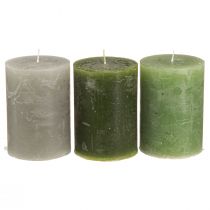 Artikel Ljus gröna 3 färger enfärgade pelare 70x100mm 12 st