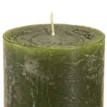 Artikel Gröna blockljus, 3 skärmar, enfärgade, rustika, 70x100mm, set om 12, för dekoration och advent