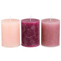 Artikel Ljus Rosa Bärstolpe Ljus 3 Färger 60x80mm 12 st