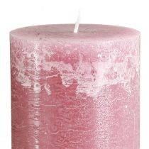 Artikel Rosa blockljus, antik rosa marmorlook, 85×200 mm, set om 2, för dekoration och present