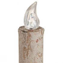 Artikel Ljusstake antik med LED ljus metall varmljus H22cm