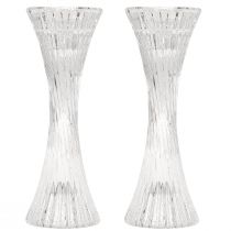 Artikel Ljusstake i glas, klar, ljusstake med spår, H20cm, 2 st