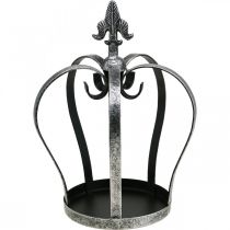 Deco krona antik silverlook metall Ø18cm H26cm