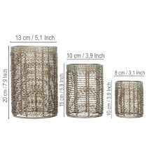 Artikel Metallljushållare, värmeljushållare Ø8/10/13cm, set om 3