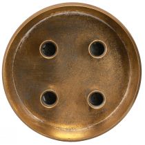 Artikel Ljusstake skål för 4 st pinnljus antik look guld Ø22cm