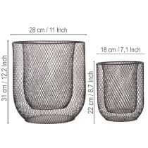 Artikel Svart metalltrådsljushållare, Ø28,5/18 cm, set om 2