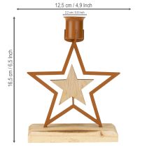 Artikel Ljusstake ljus stjärnhjärta gran brun H16,5cm assorterad 3st