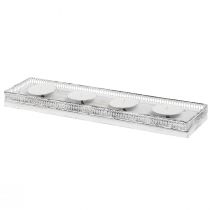 Artikel Ljusstake vit ljusbricka metallträ 60x15x5cm