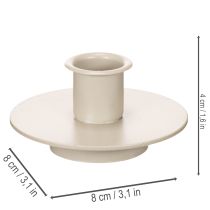 Artikel Metallljushållare i matt beige, liten ljusstake för koniska ljus, 8 cm, 3 stycken