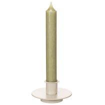 Artikel Metallljushållare i matt beige, liten ljusstake för koniska ljus, 8 cm, 3 stycken
