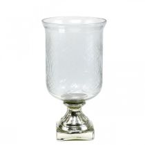 Lykta glas med botten antik look silver Ø17cm H31,5cm
