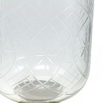 Lykta glas med botten antik look silver Ø17cm H31,5cm
