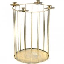 Adventskrans att fylla, ljusstake till jul, metalldekoration gyllene, antik look Ø26cm H39cm