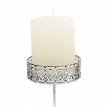 Artikel Blommiga ljushållare för att plugga in silver Ø7,4cm H12,5cm antik look 4 st