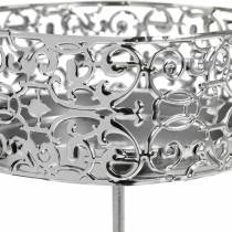 Artikel Blommiga ljushållare för inkoppling av silver Ø8,8cm H13,7cm 4 stycken antik look