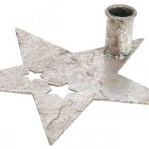Artikel Metalldekorationsstjärna, avsmalnande ljushållare för jul silver, antik look 20cm × 19,5cm