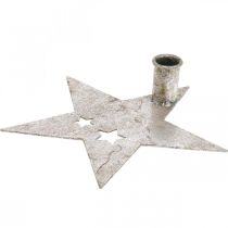 Artikel Metalldekorationsstjärna, avsmalnande ljushållare för jul silver, antik look 20cm × 19,5cm