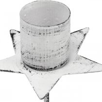 Artikel Stjärnljusstake för uppklistring i metall vit shabby chic 6 cm 4 st