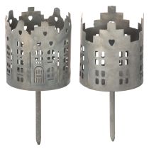 Artikel Värmeljushållare och ljushållare med spik, husdesign, 6 cm, 2 stycken