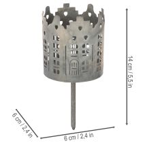 Artikel Värmeljushållare och ljushållare med spik, husdesign, 6 cm, 2 stycken