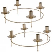 Ljusring stång ljus ljusstake guld Ø33,5cm H11cm 2st