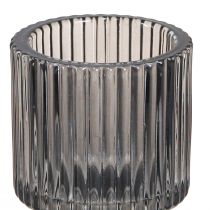 Artikel Ljusstake av glas i grå värmeljushållare H8cm 4 st
