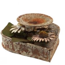 Artikel Ljusstake metallhjärta med blommor värmeljushållare vintage rost 14×13cm