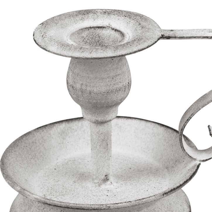Artikel Ljusstake metall ljusstake handtag vit grå 12,5cm