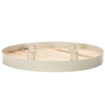 Artikel Rund ljusbricka i trä för fyra koniska ljus, 30 cm