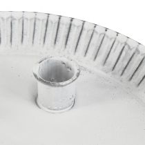 Artikel Ljus tallrik kakform med 4 ljushållare vita Ø25cm