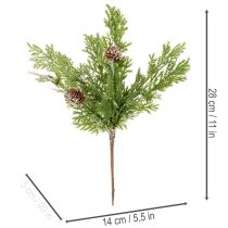 Artikel Konstgjord tallgren med kottar, snötäckt, 28 cm, 6 stycken