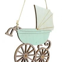 Dekorativ hängande barnvagn rosa / blå 16,5 cm x 15 cm 6 st
