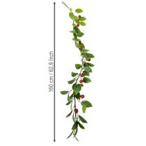 Artikel Konstgjord girlang med körsbär. Perfekt för naturlig rumsdekoration. Blommig look. 160 cm.
