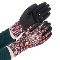 Artikel Kixx trädgårdshandskar, svarta med rosa blommor, storlek 8