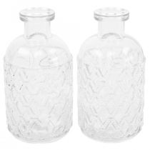 Liten glasvas vas diamantmönster glas transparent H12,5cm 6st
