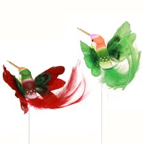 Artikel Hummingbird dekoration på pinne turkos vinröd 13-15cmx9-10cm 6 st