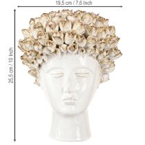 Artikel Huvudvas Keramikvas med rosor Vit Brun Ø19cm H2,5cm