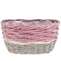Korg oval uppsättning av 3 rosa, naturliga