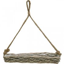 Artikel Ampel, planteringslåda, flätad kruka, naturliga färger, vitkalkad, L43,5 cm