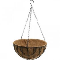 Artikel Växtkorg för upphängning, hängkorg av metall, kokosfibrer natur, svart H15cm Ø30,5cm
