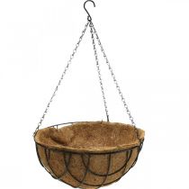 Växtskål för upphängning, hängande korg kokosfibrer, metall natur, svart H16,5cm Ø35cm